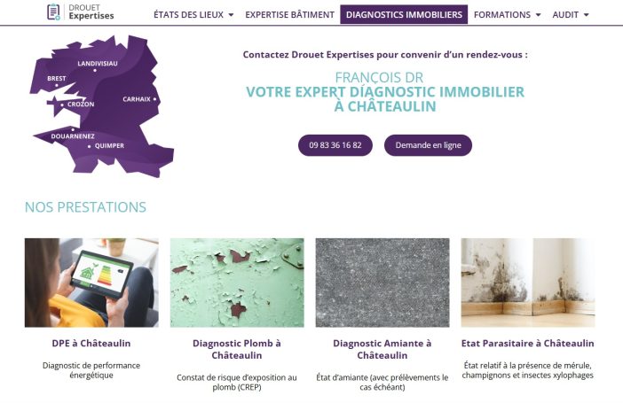Création de landing pages, référencement par villes du Finistère pour du diagnostic immobilier