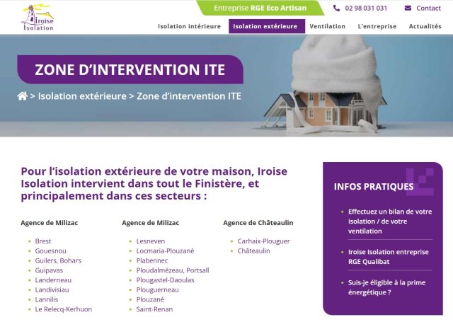 Rédaction de landing pages pour artisan dans l'isolation en Bretagne